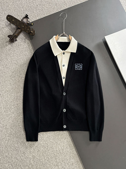 ロエベスーパーコピー ロゴバッジ刺繍ロゴカーディガンセーター
