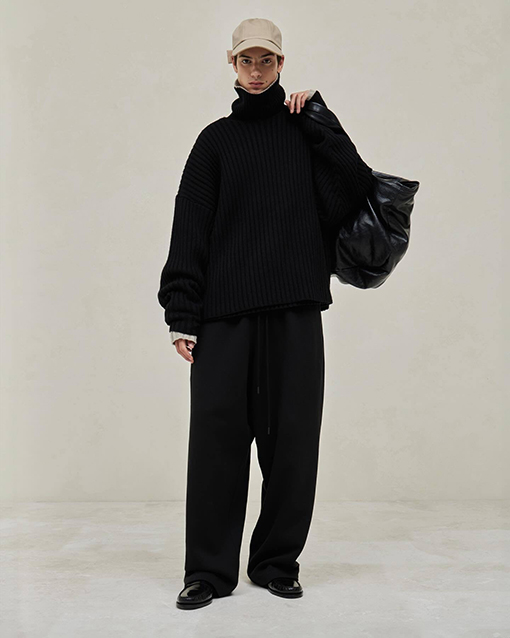 フィアオブゴッド ロゴ リブタートルネックニット