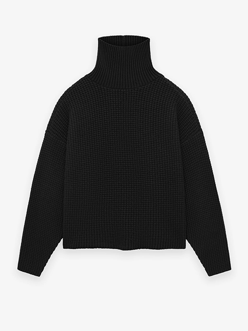 フィアオブゴッド ロゴ リブタートルネックニット