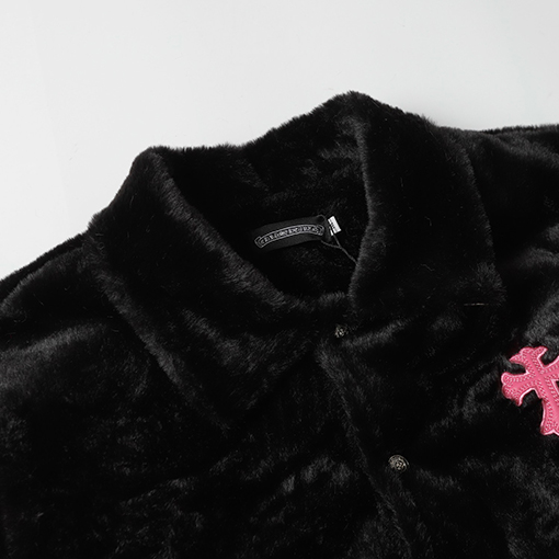 クロムハーツ 新しいウサギミンク刺繍サンスクリット十字架コート