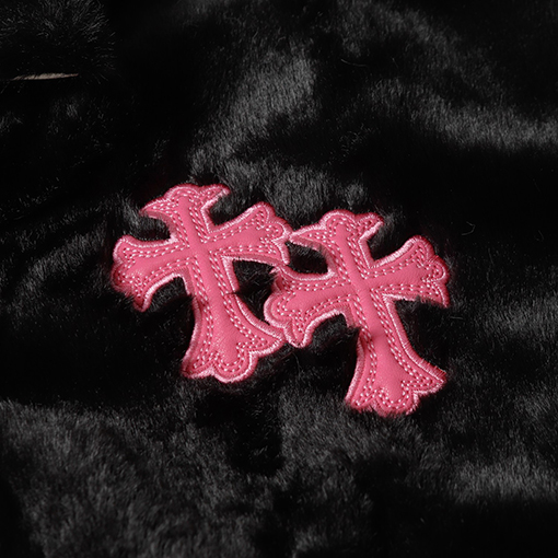 クロムハーツ 新しいウサギミンク刺繍サンスクリット十字架コート