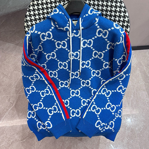 グッチ 新しいggウール混紡ジャカードニットパーカー