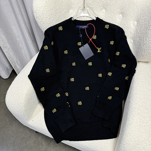 ルイヴィトン 新しいフルプリント刺繍ニットプルオーバー