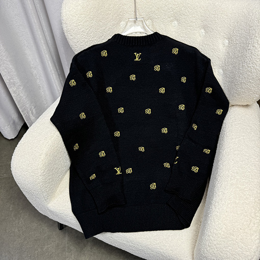 ルイヴィトン 新しいフルプリント刺繍ニットプルオーバー
