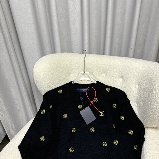 ルイヴィトン 新しいフルプリント刺繍ニットプルオーバー