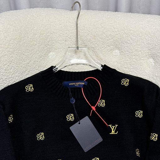 ルイヴィトン 新しいフルプリント刺繍ニットプルオーバー