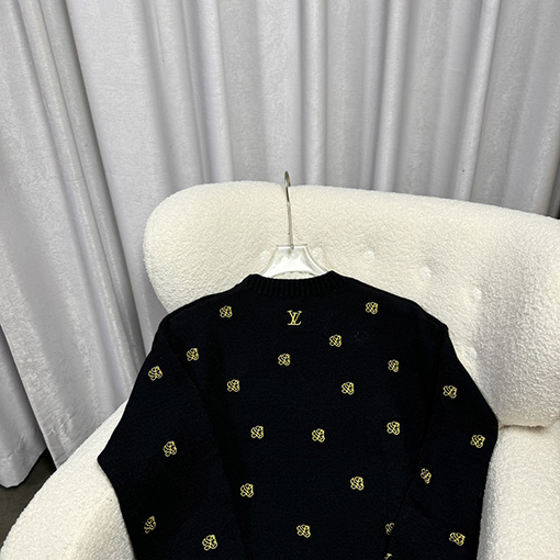 ルイヴィトン 新しいフルプリント刺繍ニットプルオーバー