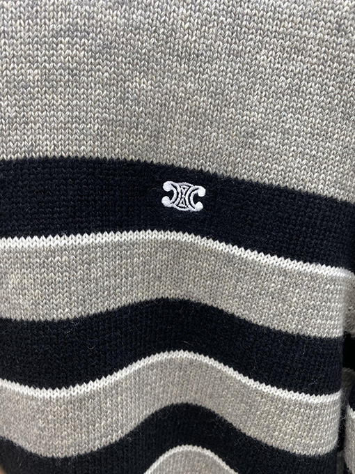 セリーヌスーパーコピー 新しい刺繍ストライプステッチウールニット