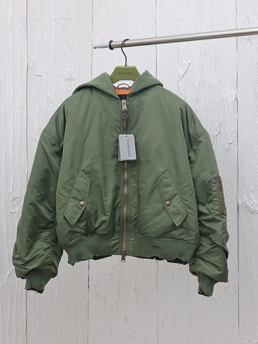 バレンシアガ 24FW Bomber Jaet 薄手のコットンフード付きフライトジャケット