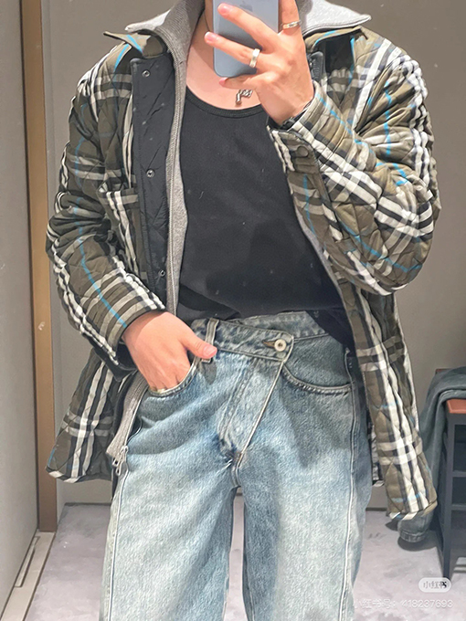 バーバリー 新しいカシューフラワーステッチデニムフードコート
