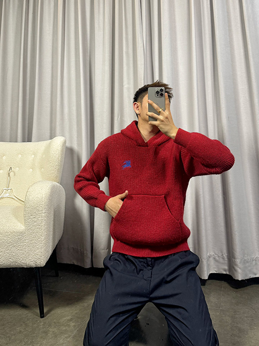 バーバリー バック乗馬騎士針刺繍プラスロゴアルファベットフード付きニットパーカー