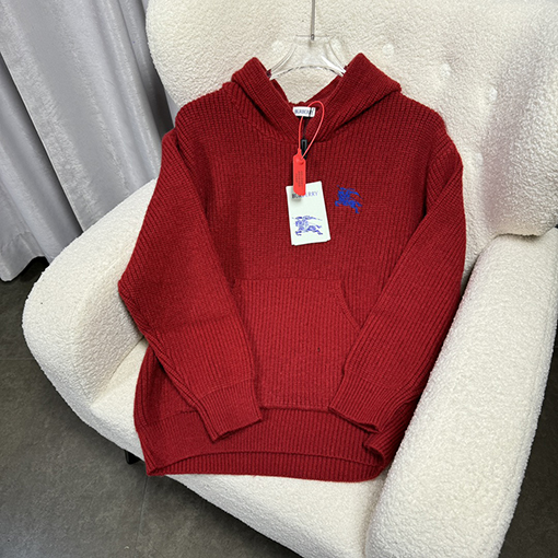 バーバリー バック乗馬騎士針刺繍プラスロゴアルファベットフード付きニットパーカー