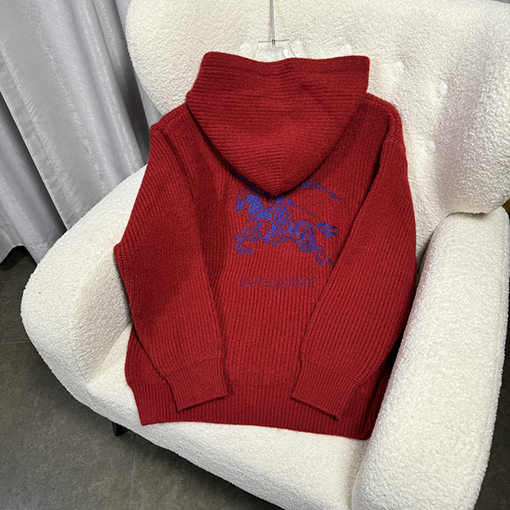 バーバリー バック乗馬騎士針刺繍プラスロゴアルファベットフード付きニットパーカー