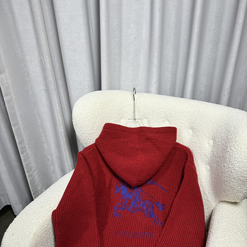 バーバリー バック乗馬騎士針刺繍プラスロゴアルファベットフード付きニットパーカー