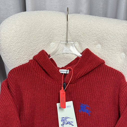 バーバリー バック乗馬騎士針刺繍プラスロゴアルファベットフード付きニットパーカー
