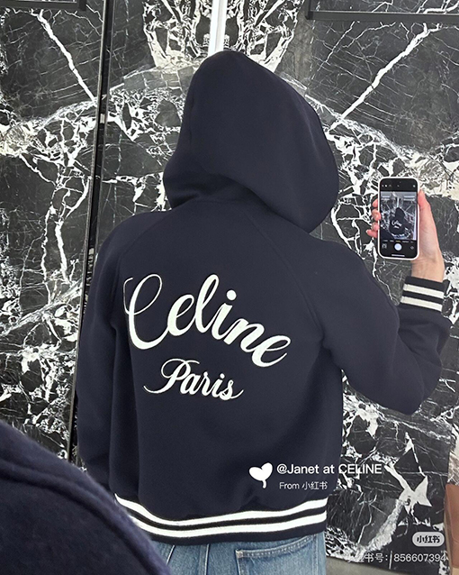 セリーヌ 24Fw ウールステッチバック刺繍コート