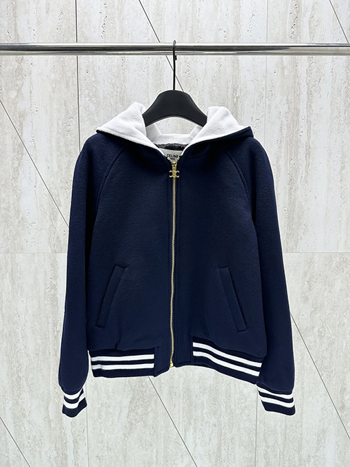 セリーヌ 24Fw ウールステッチバック刺繍コート