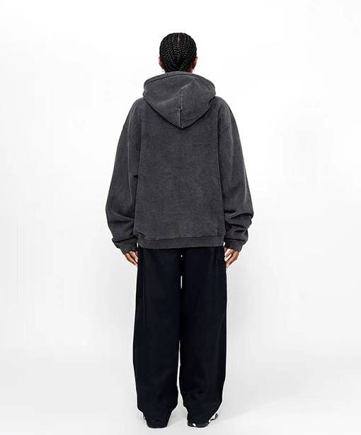 ステューシー 古いウォッシュフリースフード付きジッパーパーカー