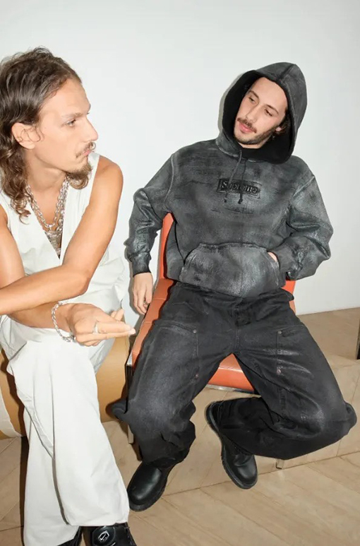 シュプリーム Supreme x MM6 Maison Margiela コラボファッションペイントフード付きフリースパーカー
