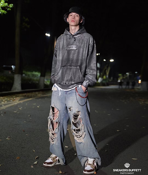 シュプリーム Supreme x MM6 Maison Margiela コラボファッションペイントフード付きフリースパーカー