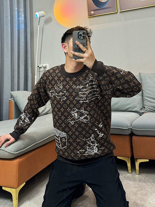 ルイヴィトンスーパーコピー 刺繍されたウールのラウンドネック