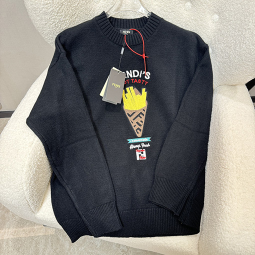 フェンディコピー ロゴアルファベットフードパターンクルーネッ