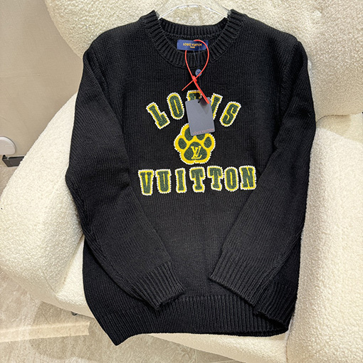 ルイヴィトン 新しいロゴ刺繍ニットプルオーバー