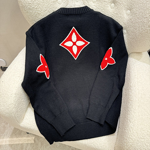 ルイヴィトン 前後ジャカード文字ロゴニットセーター