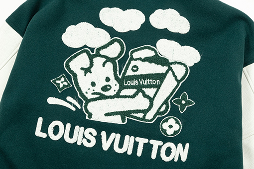 ルイヴィトン クラシックな文字刺繍ステッチベースボールジャージジャケット