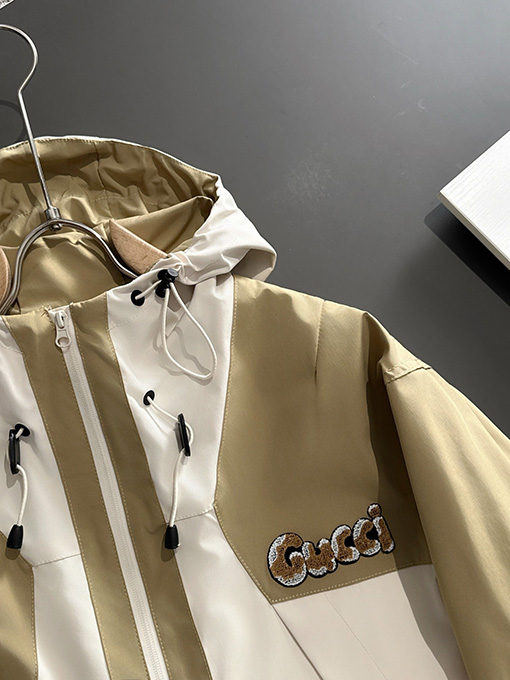 グッチスーパーコピー 新しいジッパーフード付きトレンチコートジャケット