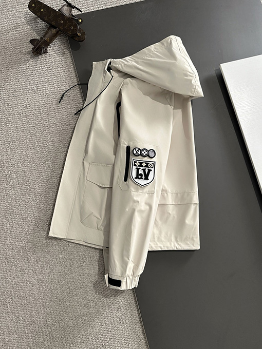 ルイヴィトン 新しいファッションジッパーフード付きトレンチコートジャケット