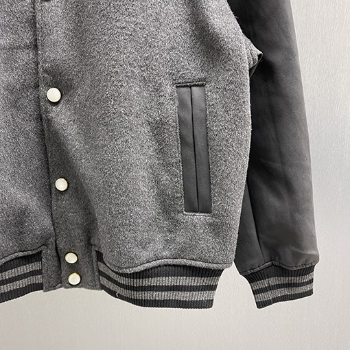 ルイヴィトンコピー グレーウールと牛革の刺繍ジャケット