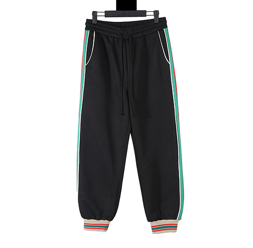 グッチ 新しい暗い柄のジャカードニットパンツ