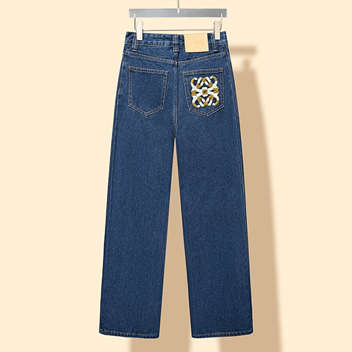 ロエベ レディース タオル刺繍ロゴデニムパンツ
