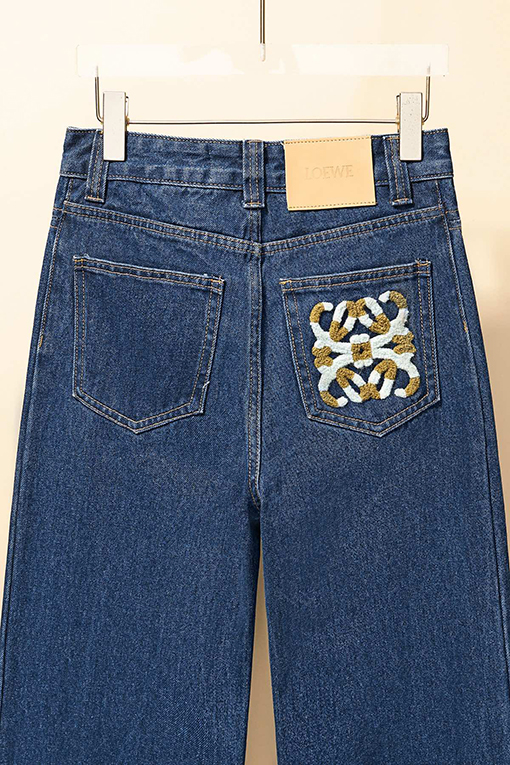 ロエベ レディース タオル刺繍ロゴデニムパンツ