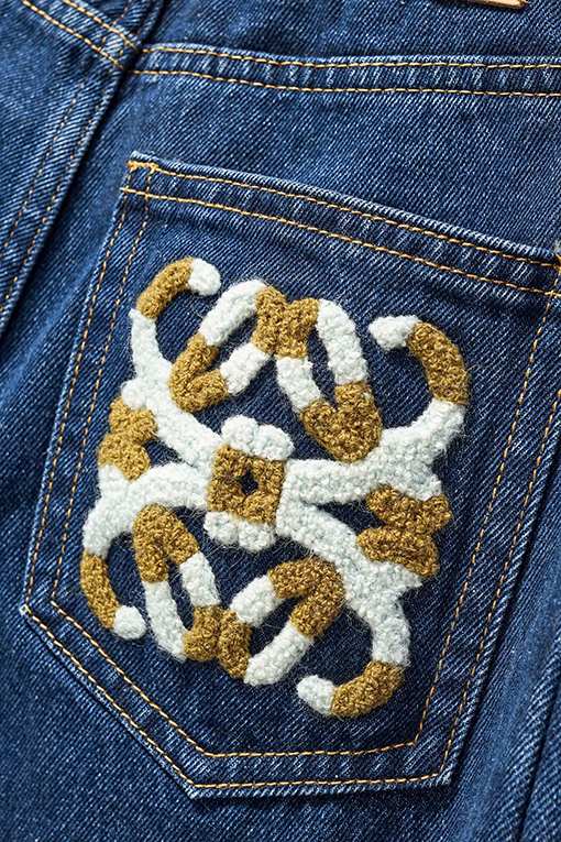 ロエベ レディース タオル刺繍ロゴデニムパンツ
