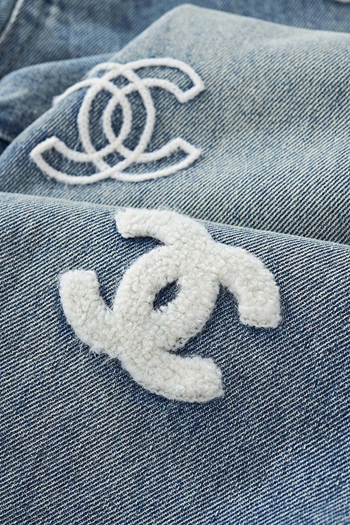 シャネルコピー レディース タオル刺繍ロゴデニムパンツ