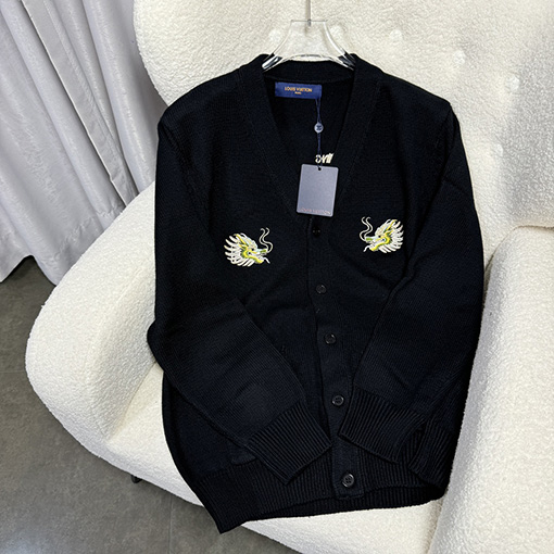 ルイヴィトン 胸のクラシックな双龍刺繍ニットセーター