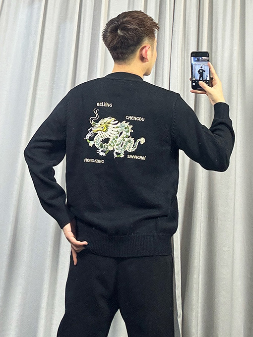 ルイヴィトン 胸のクラシックな双龍刺繍ニットセーター