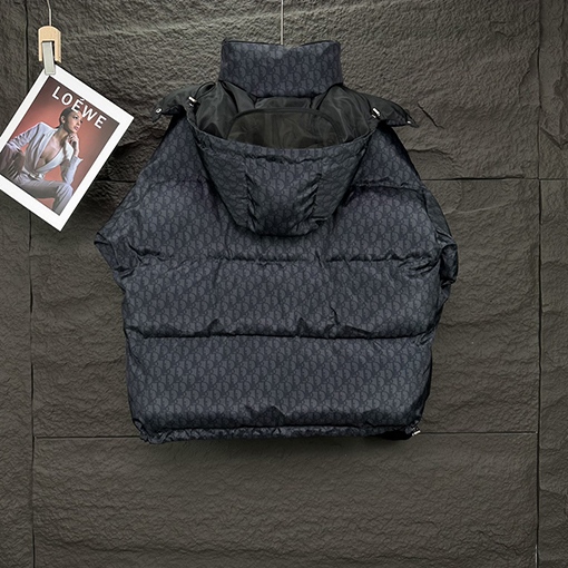 ディオール 新しい暗い縞模様の両面フード付き綿服のコート