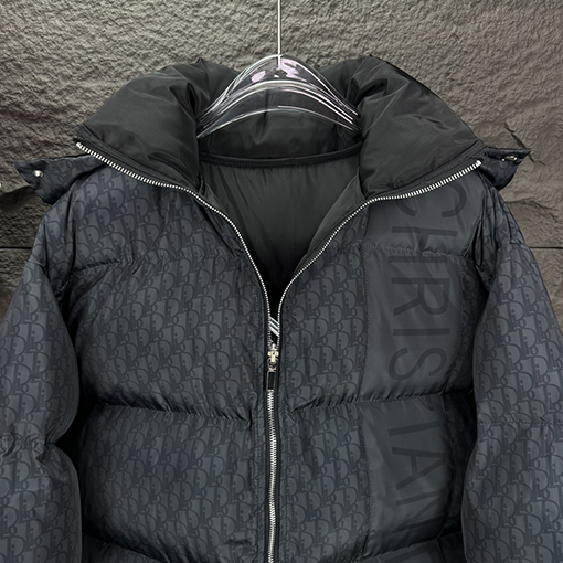 ディオール 新しい暗い縞模様の両面フード付き綿服のコート