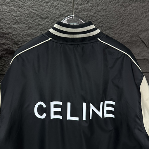 セリーヌ 前後の文字をつなぎ合わせるベースボールの綿服のコート