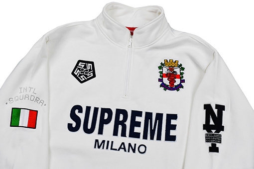シュプリーム 22FW Milano Half Zip Pullover ACミラン限定ハーフジッププルオーバーパーカー