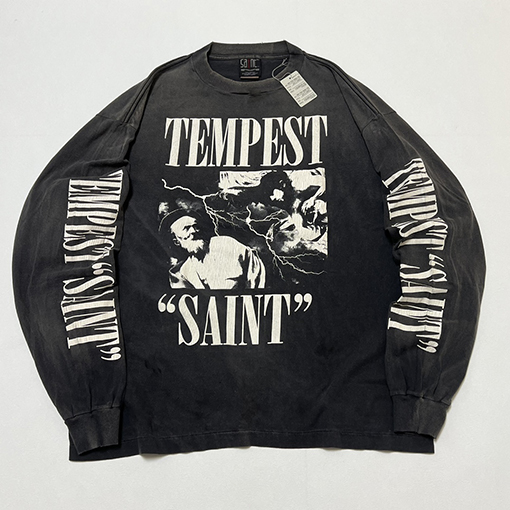 セント マイケル長袖 Tシャツ コピー TEE/TEMPEST/BLK 'TEMPEST SAINT'