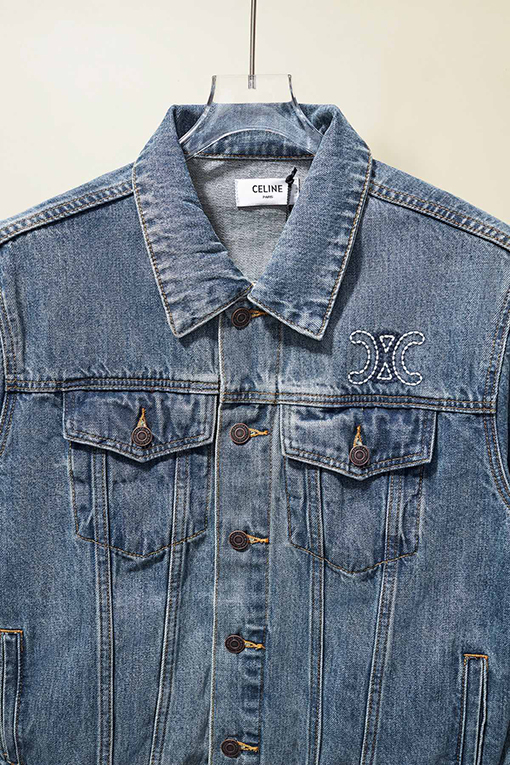 セリーヌ 新しい刺繍デニムジャケット