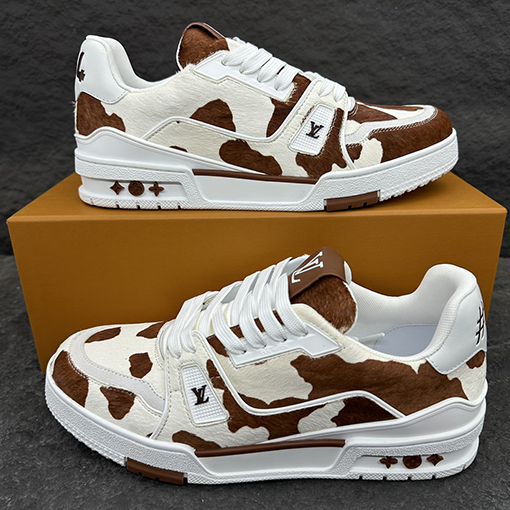 ルイヴィトンコピー 25Ss LV Trainer 装飾されたモノグラムフラワースニーカー