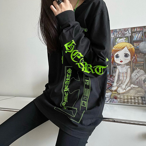 クロムハーツスーパーコピー クルーネックウォッシュプリント長袖Tシャツ