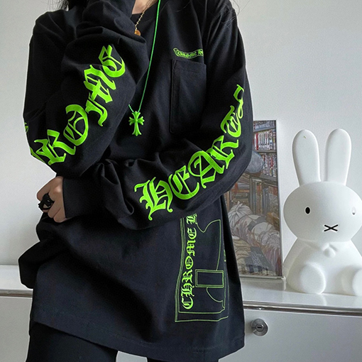 クロムハーツスーパーコピー クルーネックウォッシュプリント長袖Tシャツ