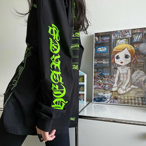 クロムハーツスーパーコピー クルーネックウォッシュプリント長袖Tシャツ