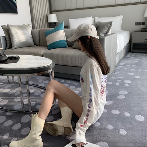 クロムハーツコピー ファッションクルーネックプリント長袖Tシャツ